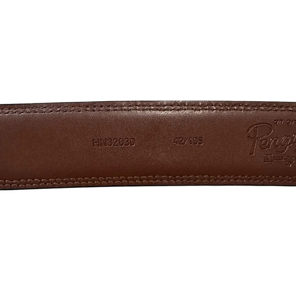Penguin Munsingwear Men's Belt 50 Black Leather Adjustable Belt Buckle